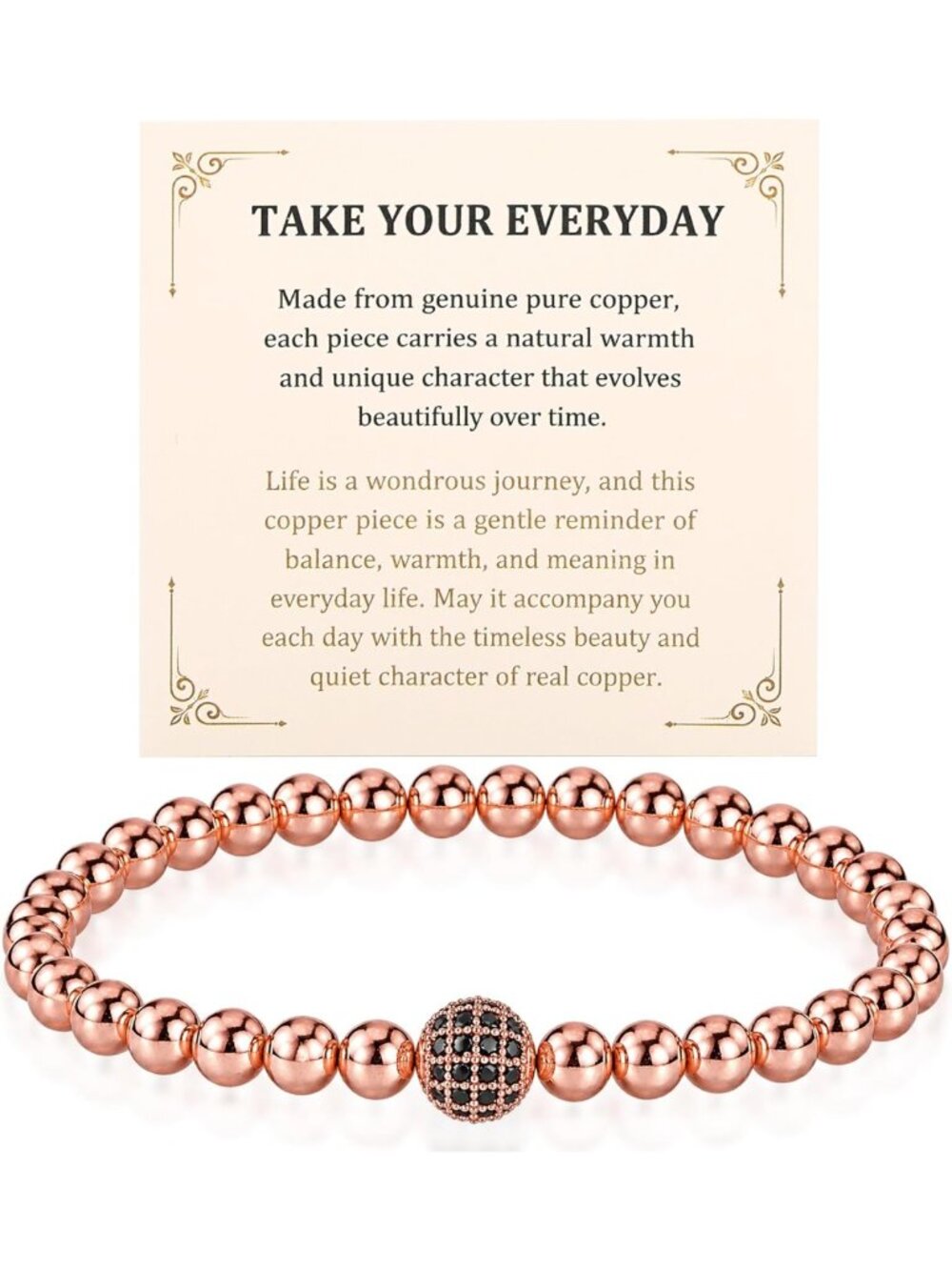 Stylish Copper Beaded Bracelet for Men & Women - Unique Jewelry Gift